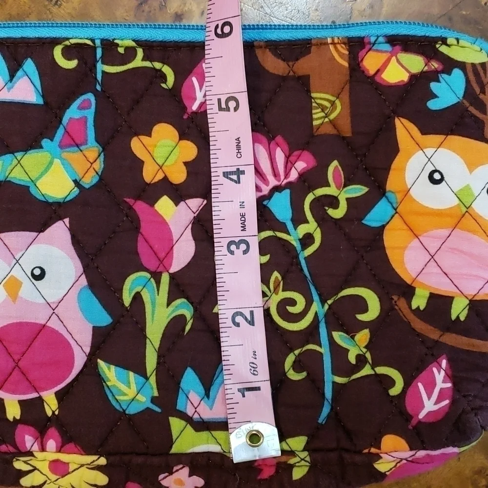 N. Gil Make-up Bag Cutch Owl Design Gingham Reversible EUC